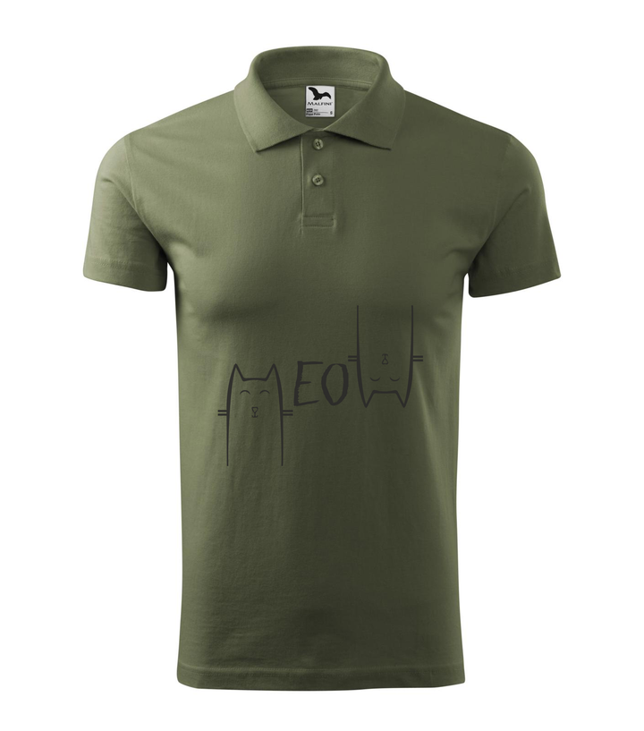 Meow - Galléros férfi póló khaki