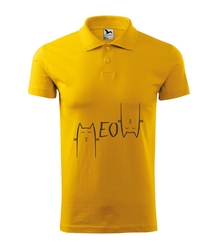 Meow - Galléros férfi póló sárga
