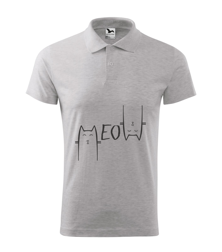 Meow - Galléros férfi póló világosszürke