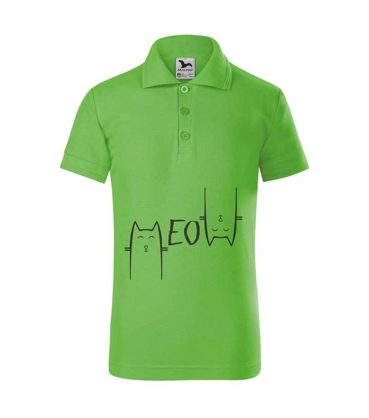 Meow - Galléros gyerek póló almazöld