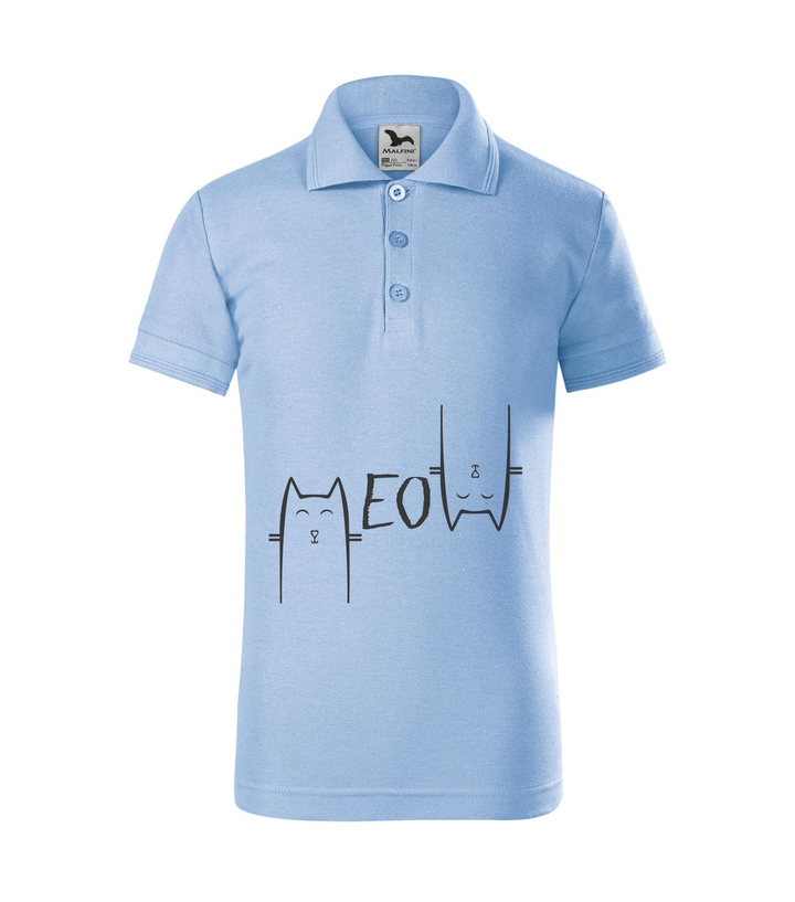 Meow - Galléros gyerek póló égszínkék
