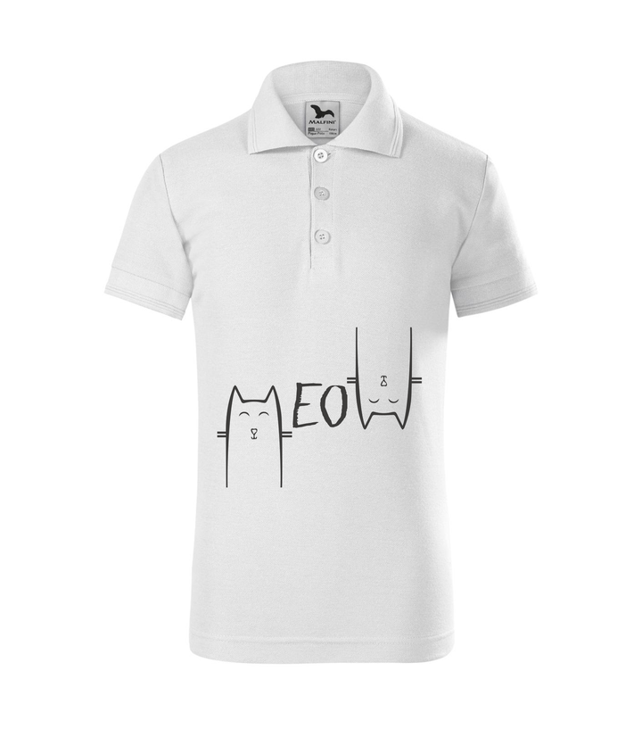 Meow - Galléros gyerek póló fehér