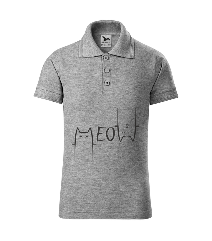 Meow - Galléros gyerek póló sötétszürke