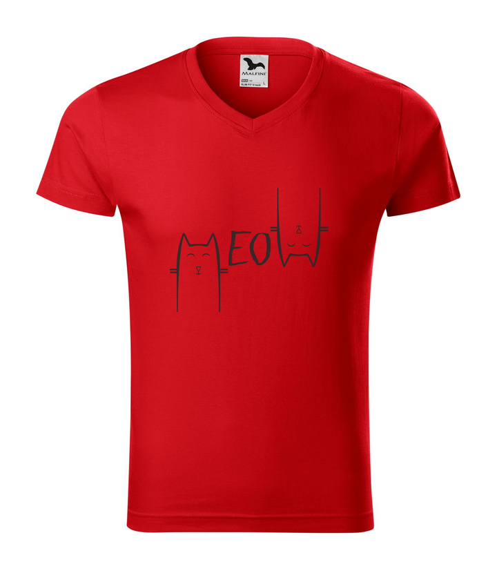 Meow - V-nyakú férfi póló piros