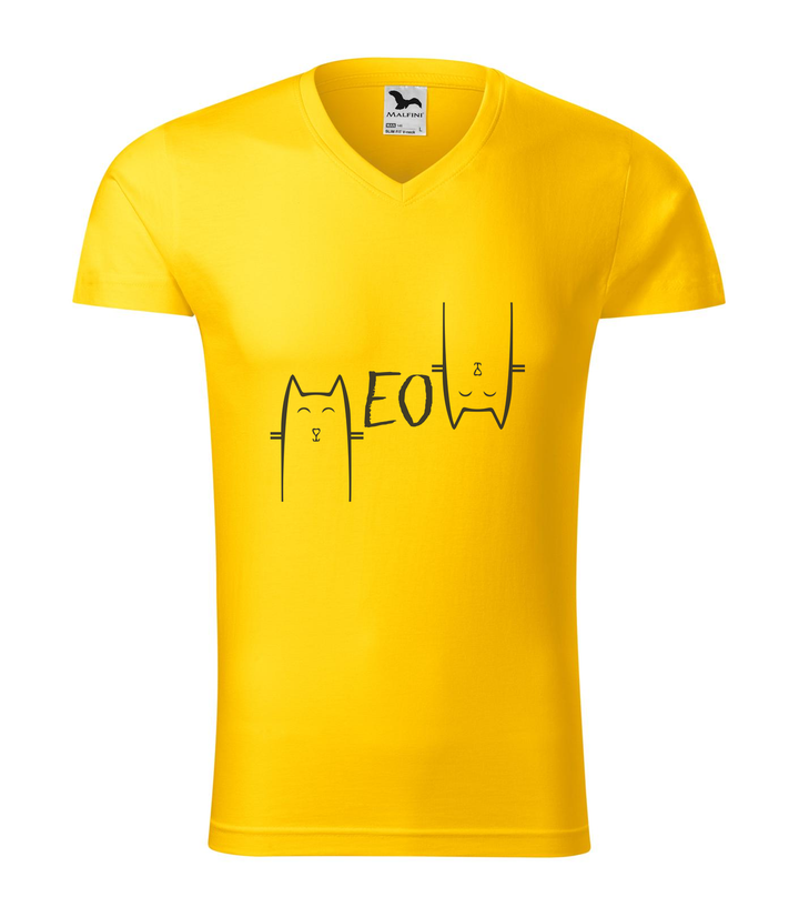 Meow - V-nyakú férfi póló sárga