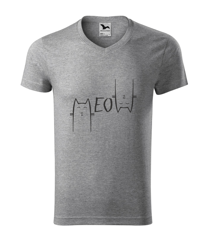 Meow - V-nyakú férfi póló sötétszürke