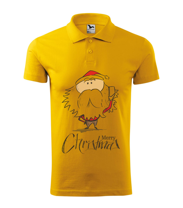 Merry Christmas Santa Claus 3 - Galléros férfi póló sárga