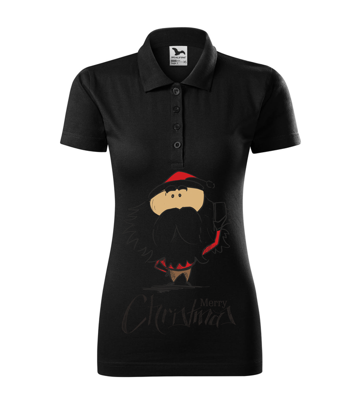Merry Christmas Santa Claus 3 - Galléros női póló fekete