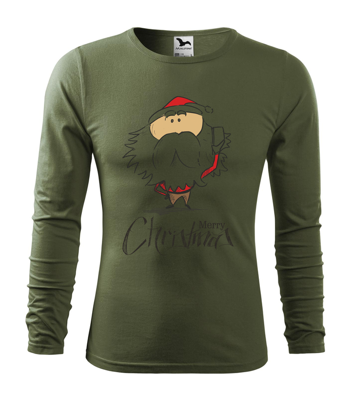 Merry Christmas Santa Claus 3 - Hosszú ujjú férfi póló khaki