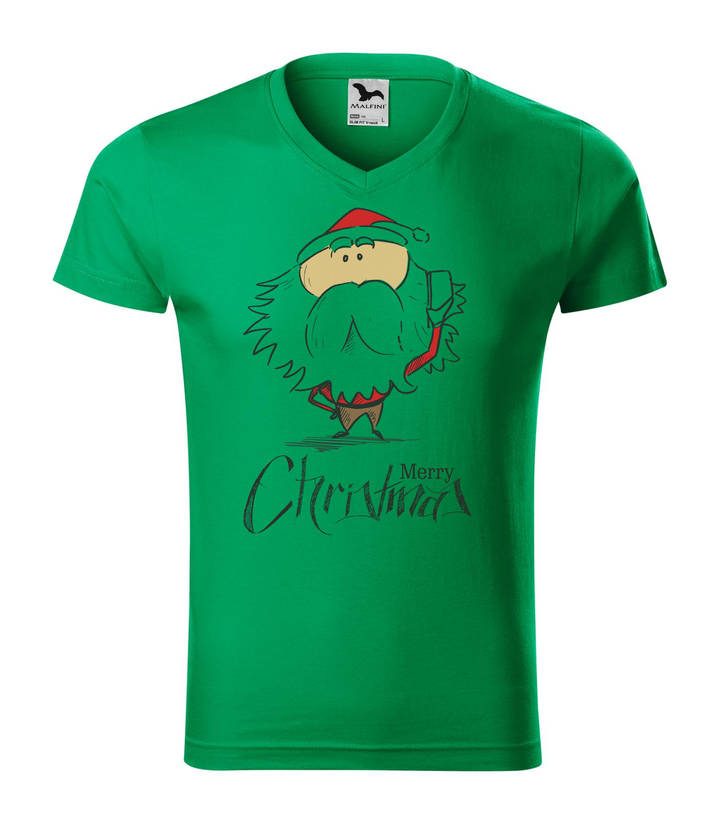 Merry Christmas Santa Claus 3 - V-nyakú férfi póló fűzöld