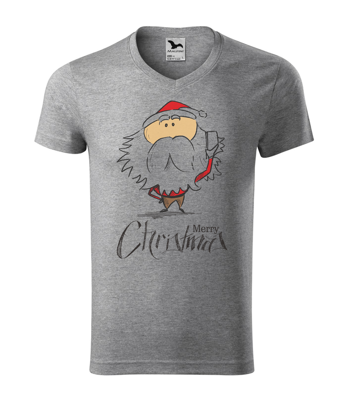 Merry Christmas Santa Claus 3 - V-nyakú férfi póló sötétszürke