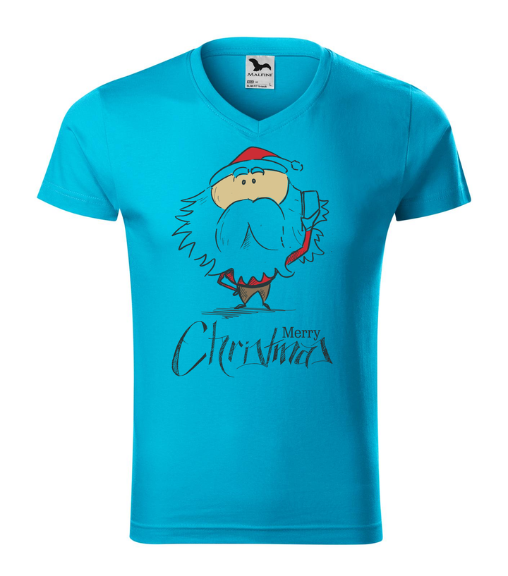 Merry Christmas Santa Claus 3 - V-nyakú férfi póló türkiz