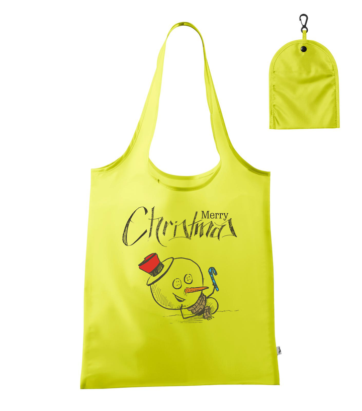 Merry Christmas Snowman - Bevásárló táska neon sárga