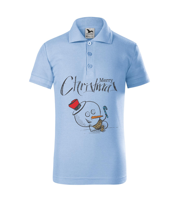 Merry Christmas Snowman - Galléros gyerek póló égszínkék