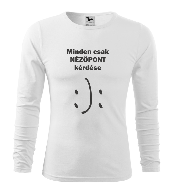 Minden csak nézőpont kérdése - Hosszú ujjú férfi póló fehér