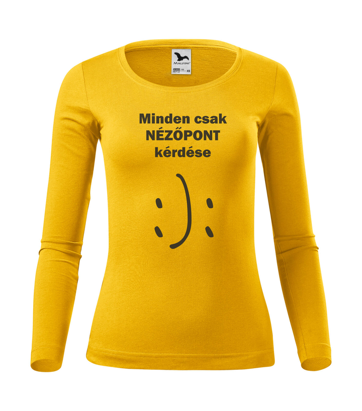 Minden csak nézőpont kérdése - Hosszú ujjú női póló sárga