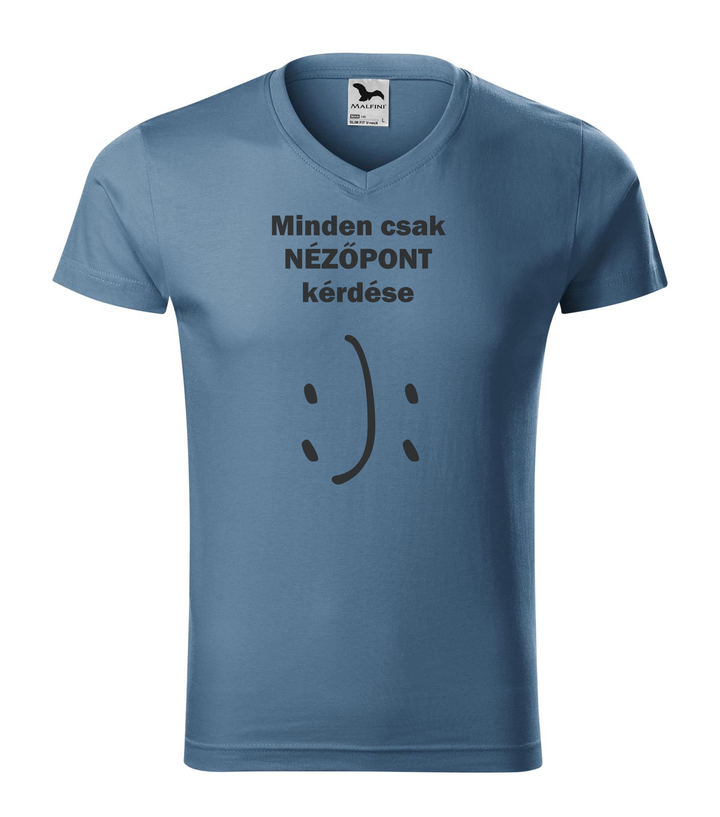 Minden csak nézőpont kérdése - V-nyakú férfi póló farmerkék