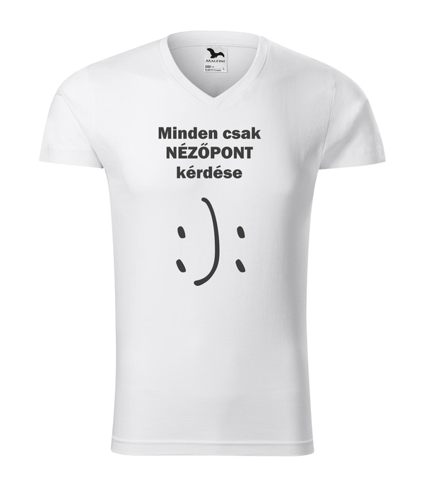 Minden csak nézőpont kérdése - V-nyakú férfi póló fehér