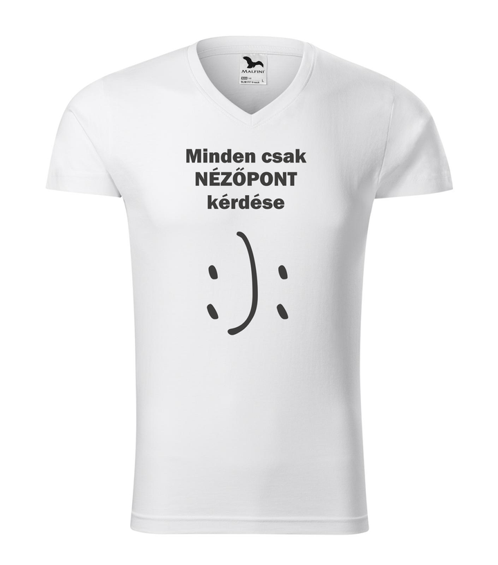 Minden csak nézőpont kérdése - V-nyakú férfi póló fehér