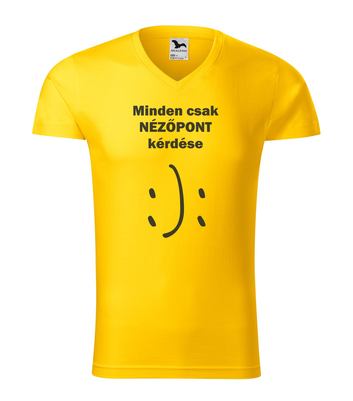 Minden csak nézőpont kérdése - V-nyakú férfi póló sárga