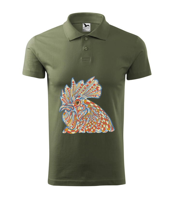 Mitikus kakas - Galléros férfi póló khaki