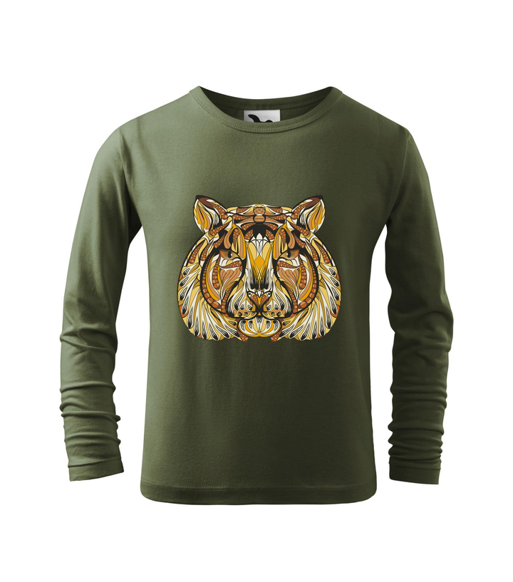 Mitikus tigris - Hosszú ujjú gyerek póló khaki