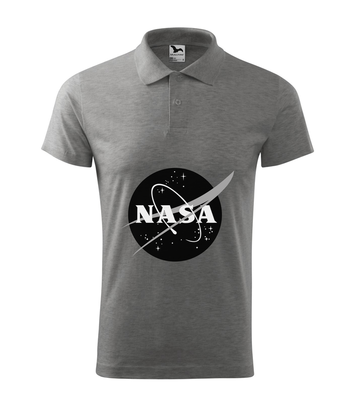 NASA logo 1 - Galléros férfi póló sötétszürke