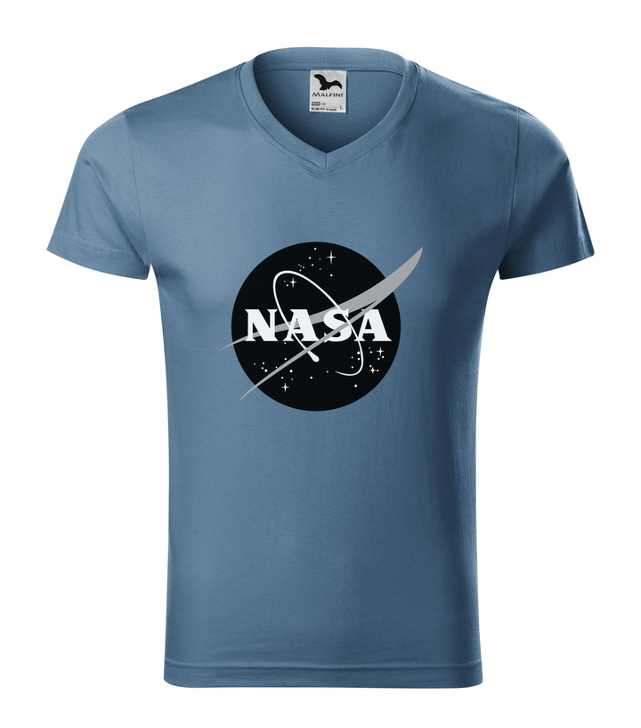 NASA logo 1 - V-nyakú férfi póló farmerkék