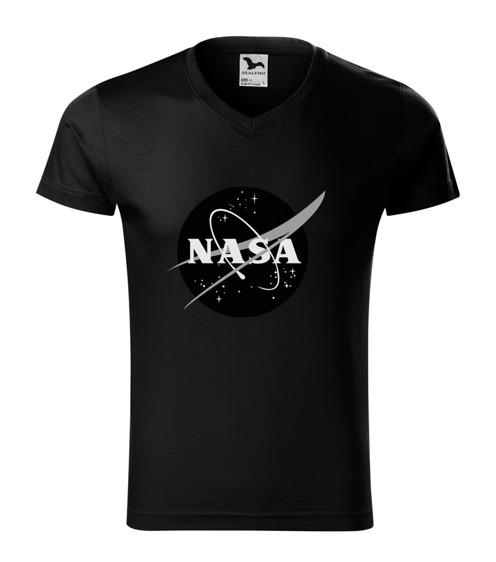 NASA logo 1 - V-nyakú férfi póló fekete