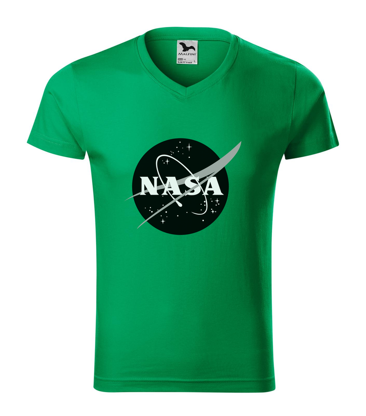 NASA logo 1 - V-nyakú férfi póló fűzöld