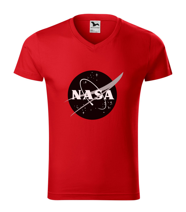 NASA logo 1 - V-nyakú férfi póló piros