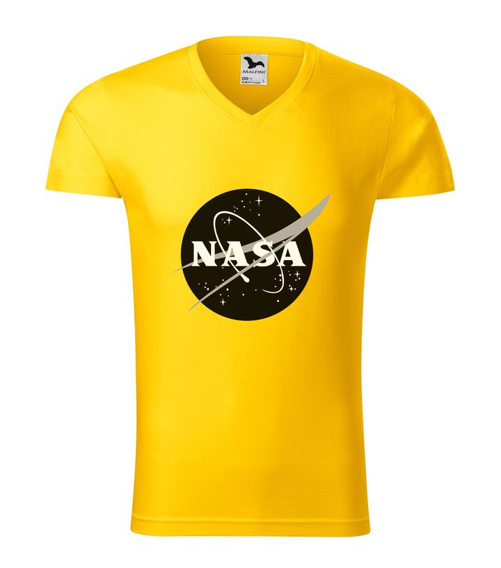 NASA logo 1 - V-nyakú férfi póló sárga
