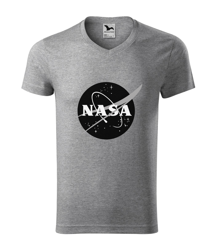 NASA logo 1 - V-nyakú férfi póló sötétszürke