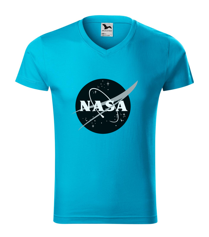 NASA logo 1 - V-nyakú férfi póló türkiz