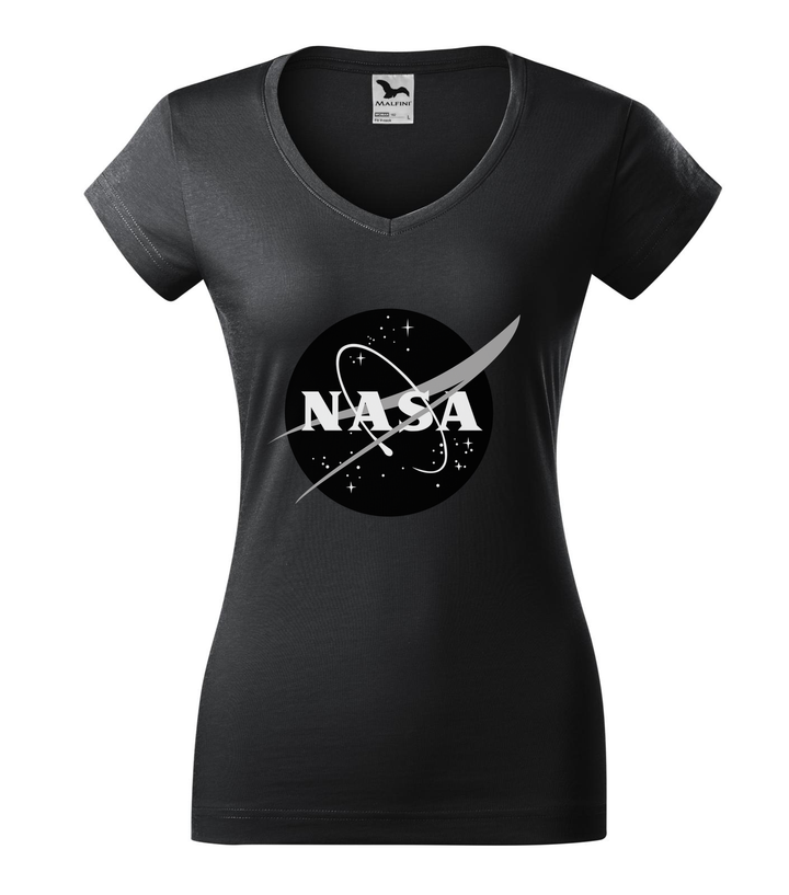 NASA logo 1 - V-nyakú női póló ébenszürke