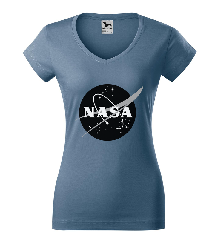 NASA logo 1 - V-nyakú női póló farmerkék