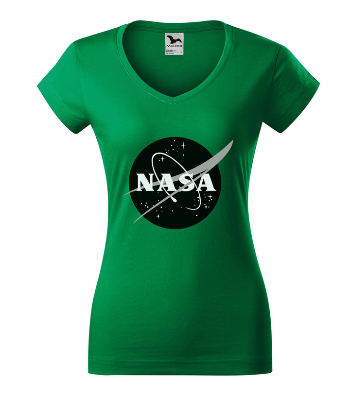NASA logo 1 - V-nyakú női póló fűzöld