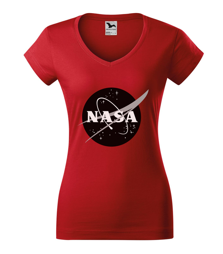 NASA logo 1 - V-nyakú női póló piros