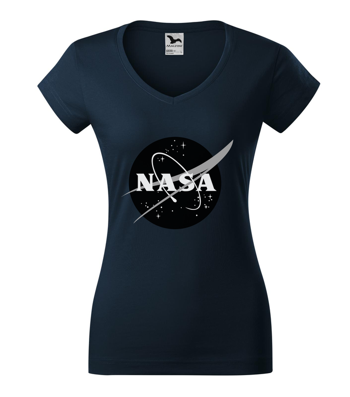 NASA logo 1 - V-nyakú női póló tengerészkék