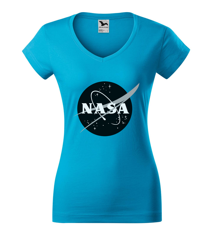 NASA logo 1 - V-nyakú női póló türkiz