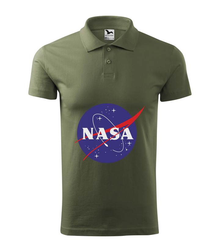 NASA logo 2 - Galléros férfi póló khaki