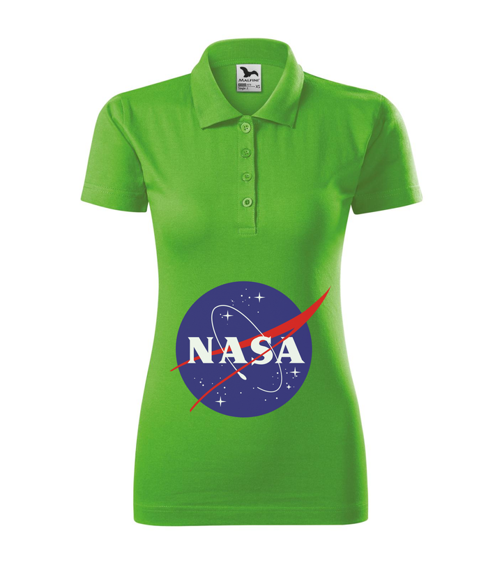 NASA logo 2 - Galléros női póló almazöld