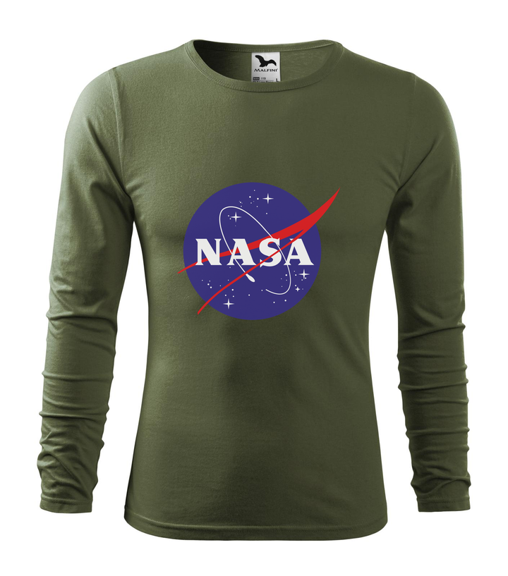 NASA logo 2 - Hosszú ujjú férfi póló khaki