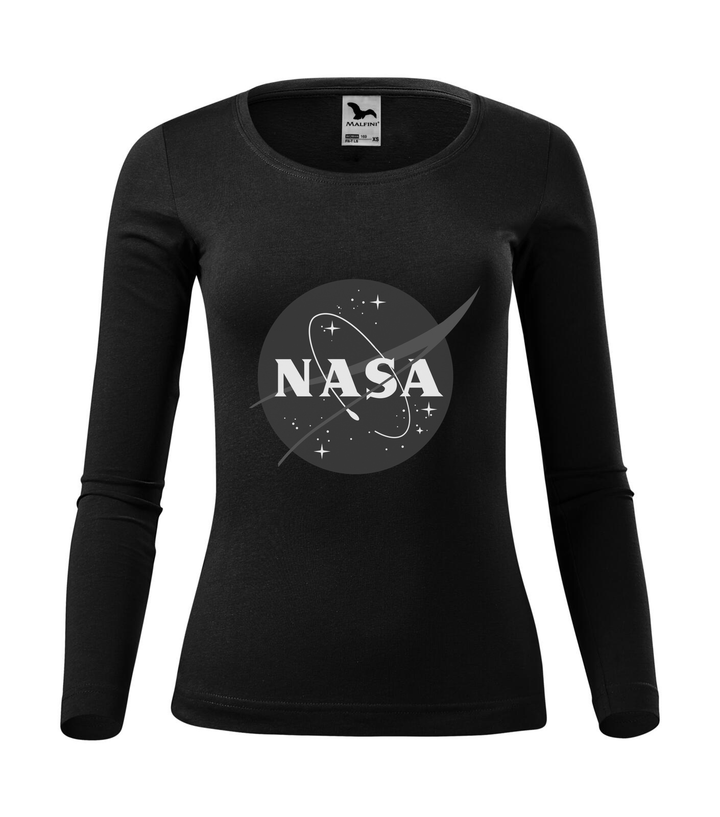 NASA logo 2 - Hosszú ujjú női póló fekete