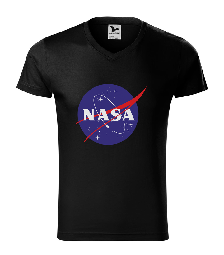 NASA logo 2 - V-nyakú férfi póló fekete