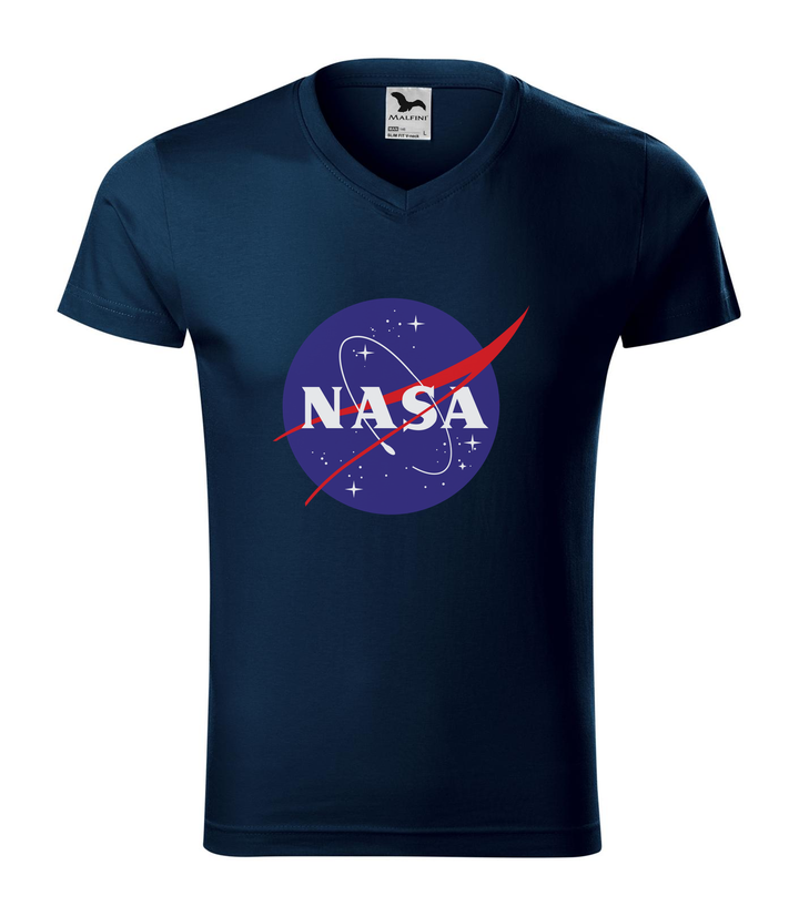 NASA logo 2 - V-nyakú férfi póló tengerészkék