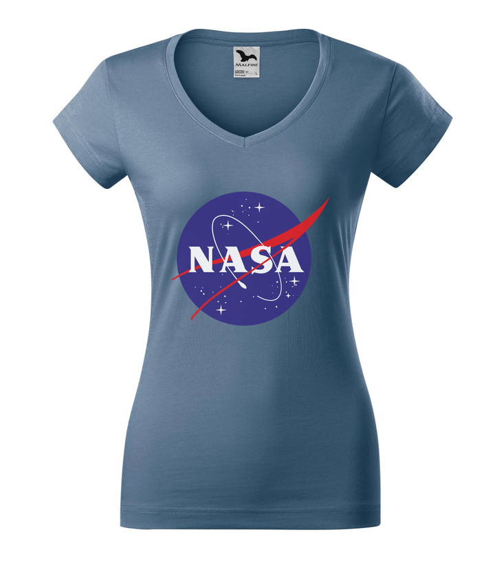 NASA logo 2 - V-nyakú női póló farmerkék