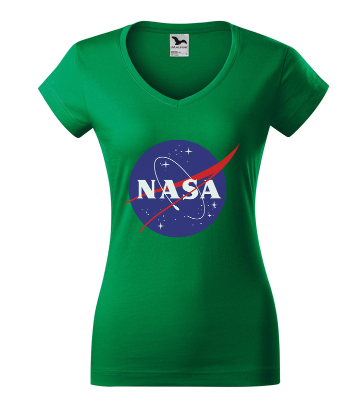 NASA logo 2 - V-nyakú női póló fűzöld