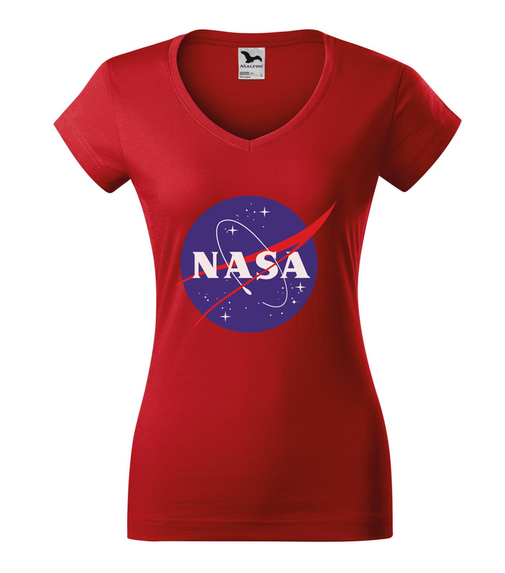 NASA logo 2 - V-nyakú női póló piros