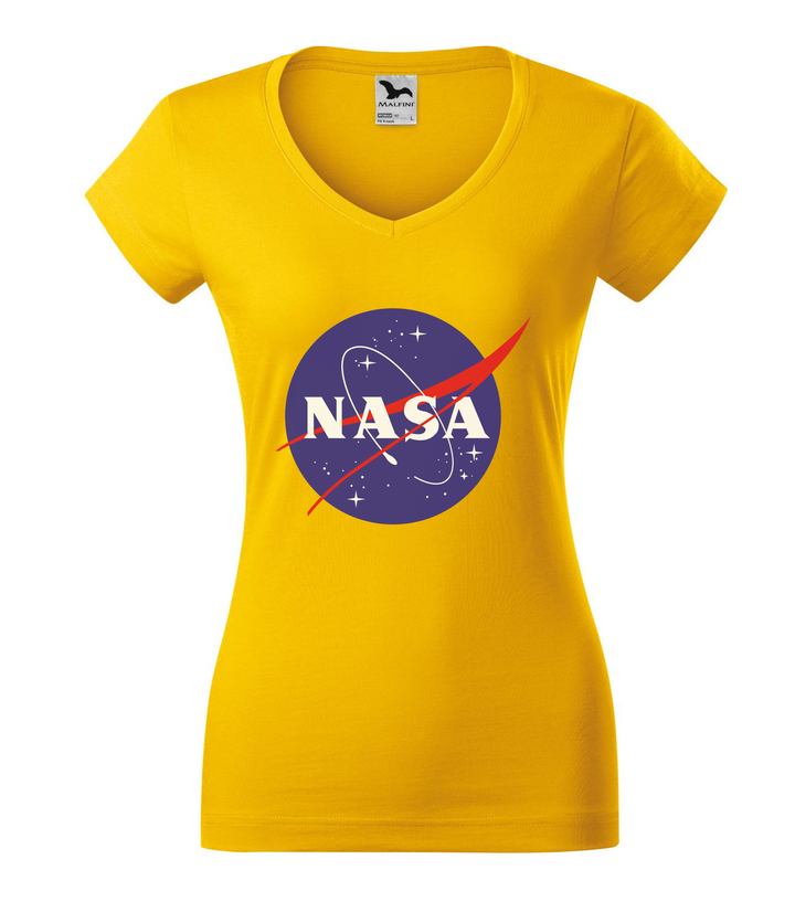 NASA logo 2 - V-nyakú női póló sárga